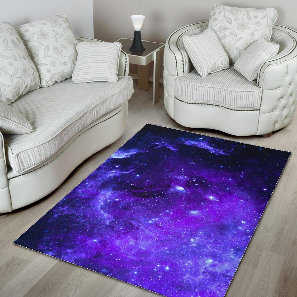 Purple Stars Nebula Galaxy Space Print Area Rug