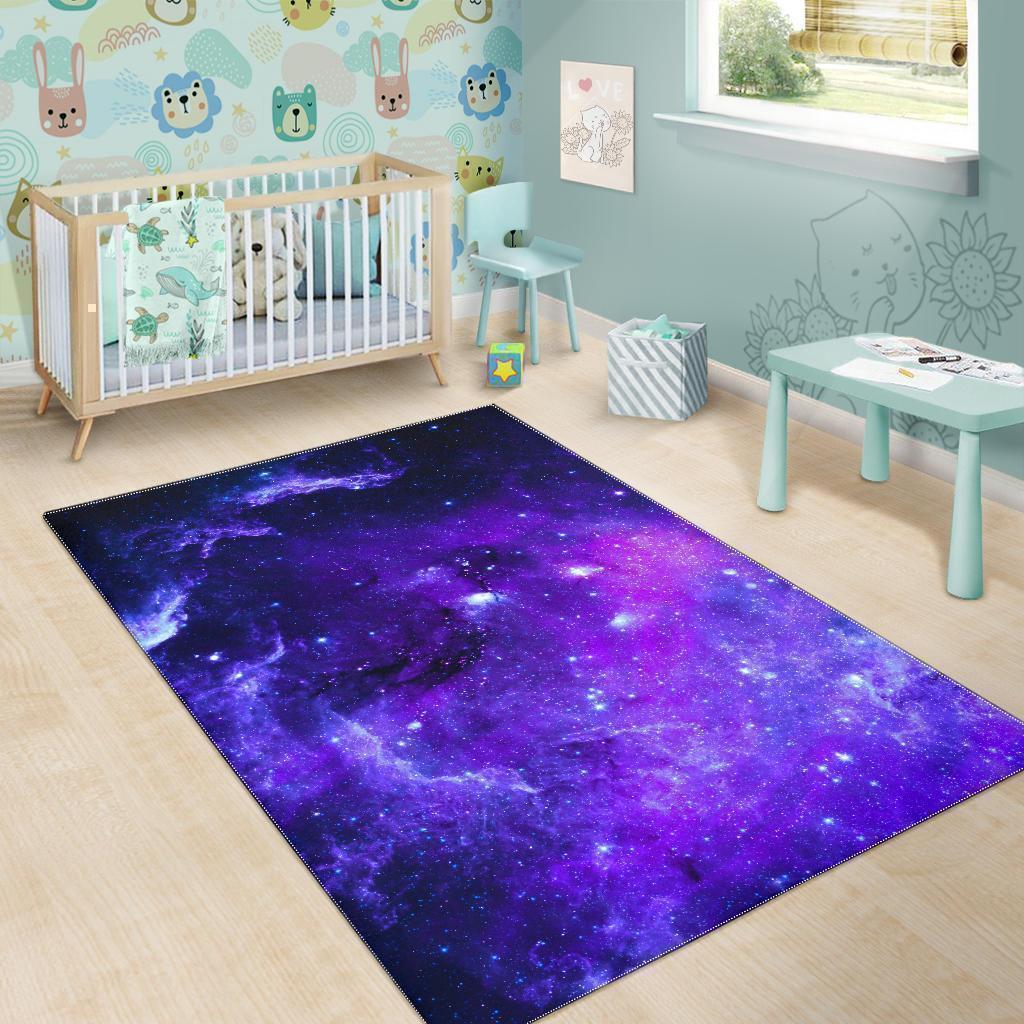 Purple Stars Nebula Galaxy Space Print Area Rug