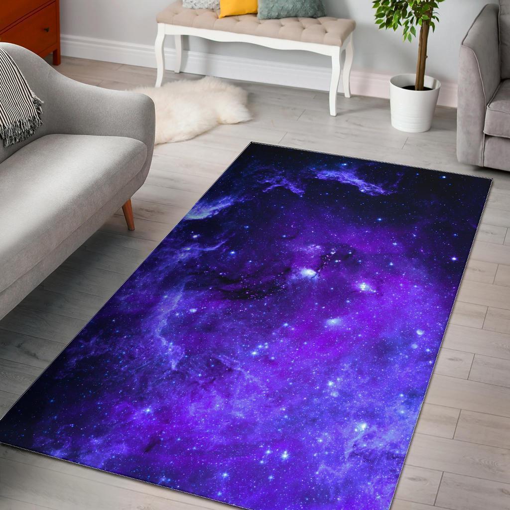 Purple Stars Nebula Galaxy Space Print Area Rug