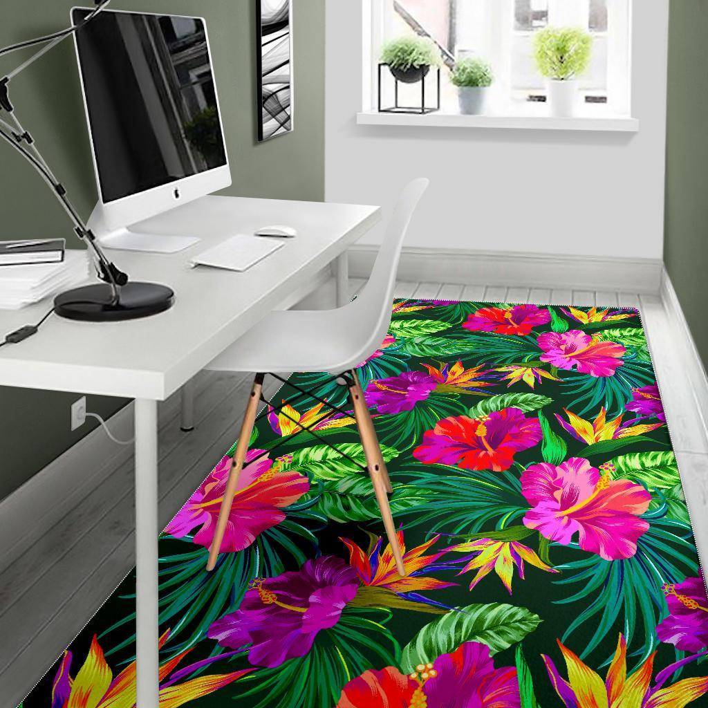 Purple Tropical Pattern Print Area Rug