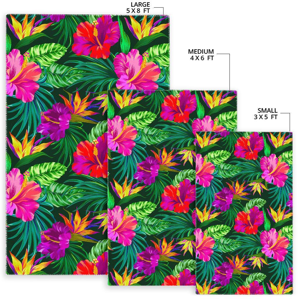 Purple Tropical Pattern Print Area Rug