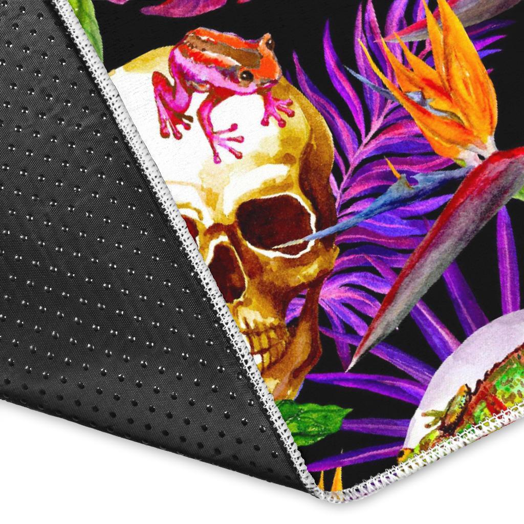 Purple Tropical Skull Pattern Print Area Rug