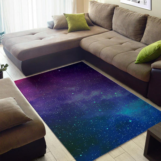 Purple Turquoise Galaxy Space Print Area Rug