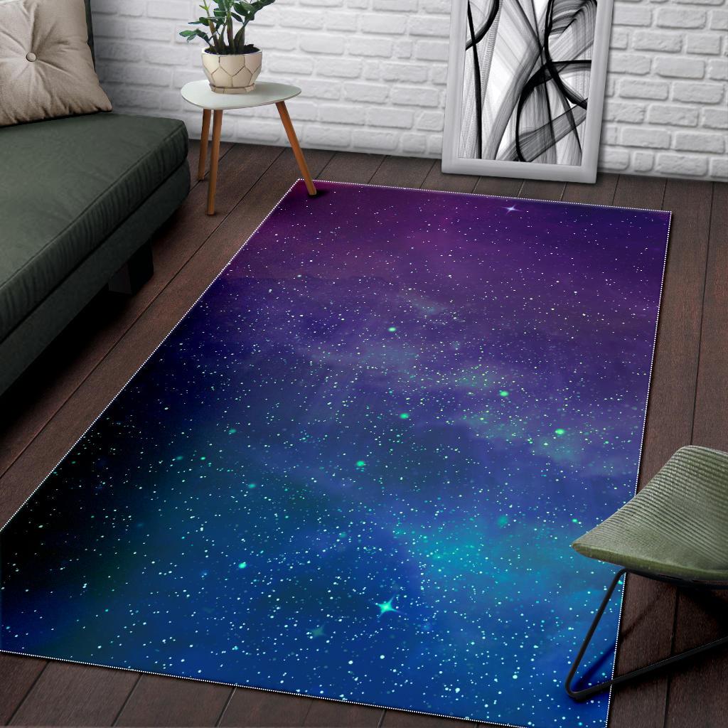 Purple Turquoise Galaxy Space Print Area Rug