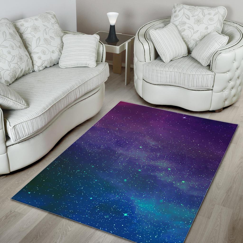 Purple Turquoise Galaxy Space Print Area Rug
