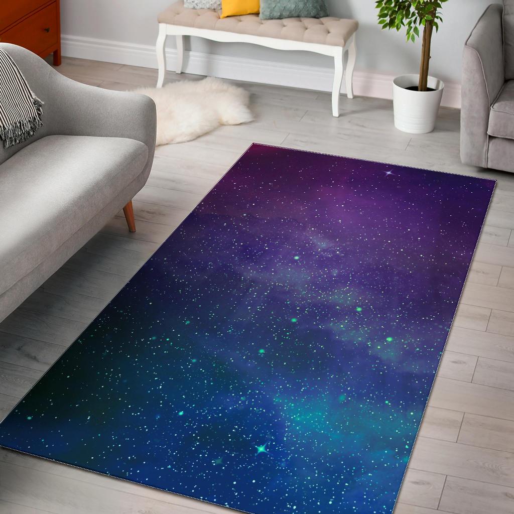 Purple Turquoise Galaxy Space Print Area Rug