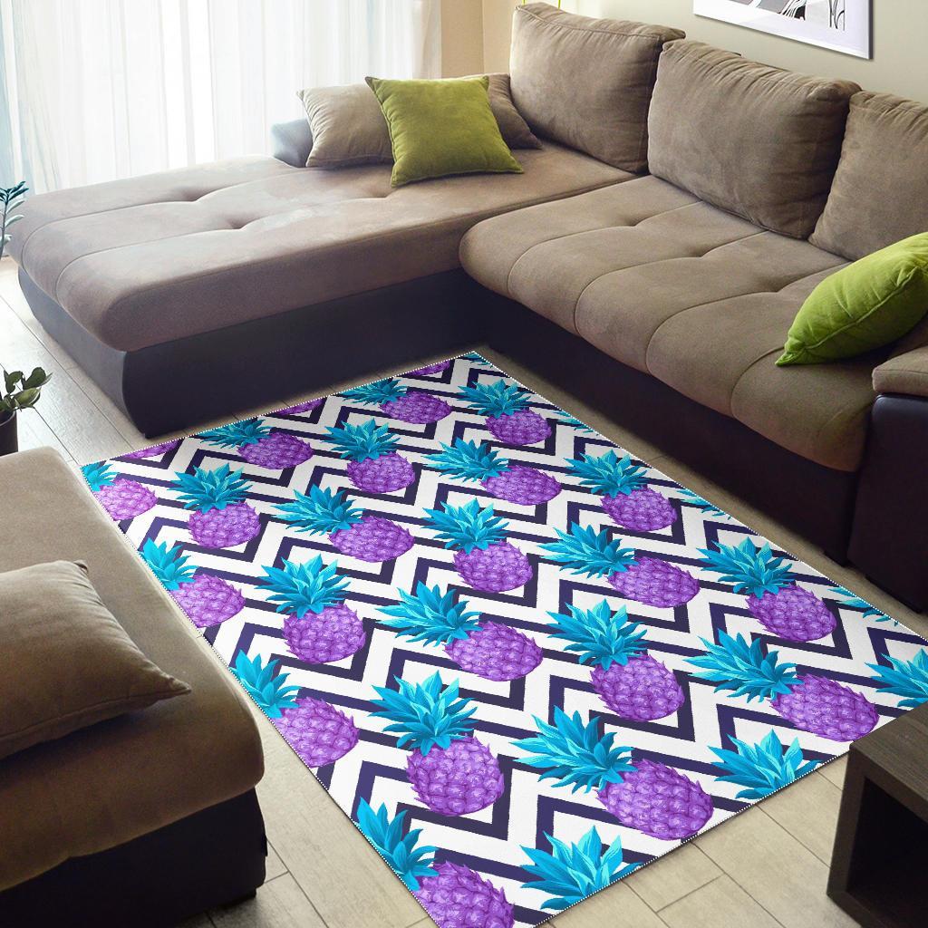 Purple Zig Zag Pineapple Pattern Print Area Rug