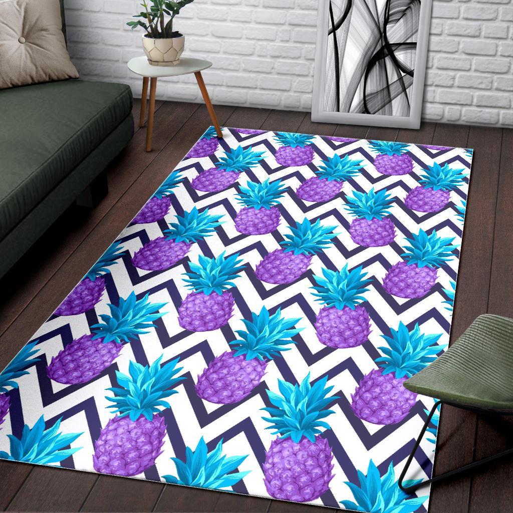 Purple Zig Zag Pineapple Pattern Print Area Rug