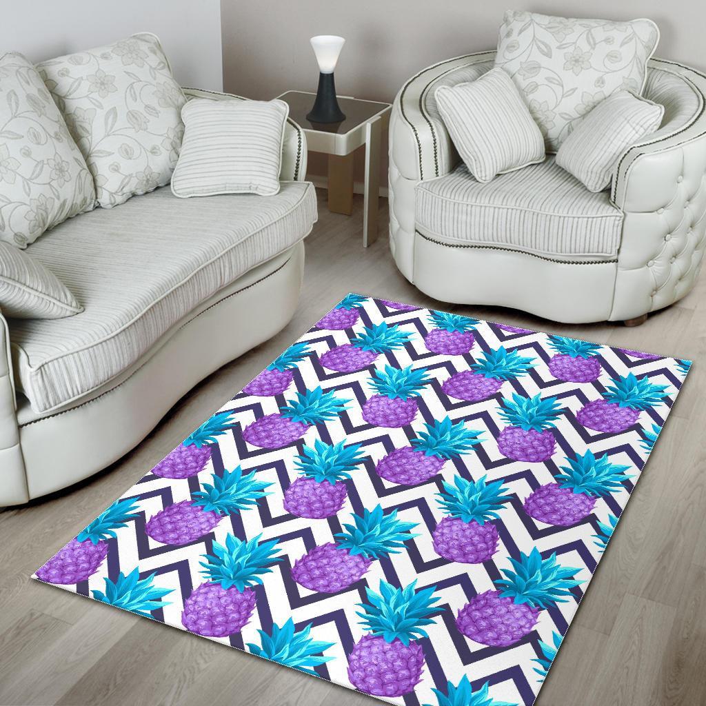 Purple Zig Zag Pineapple Pattern Print Area Rug