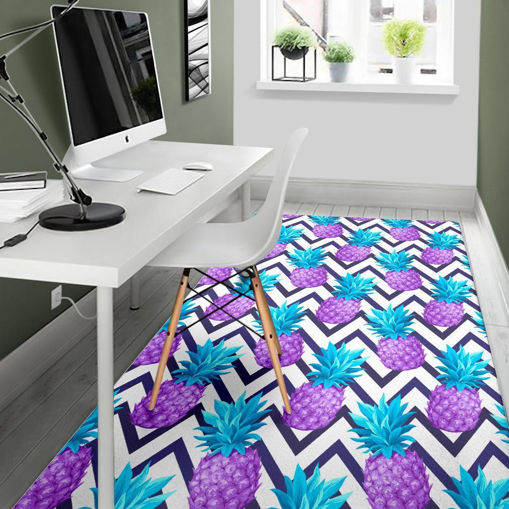 Purple Zig Zag Pineapple Pattern Print Area Rug