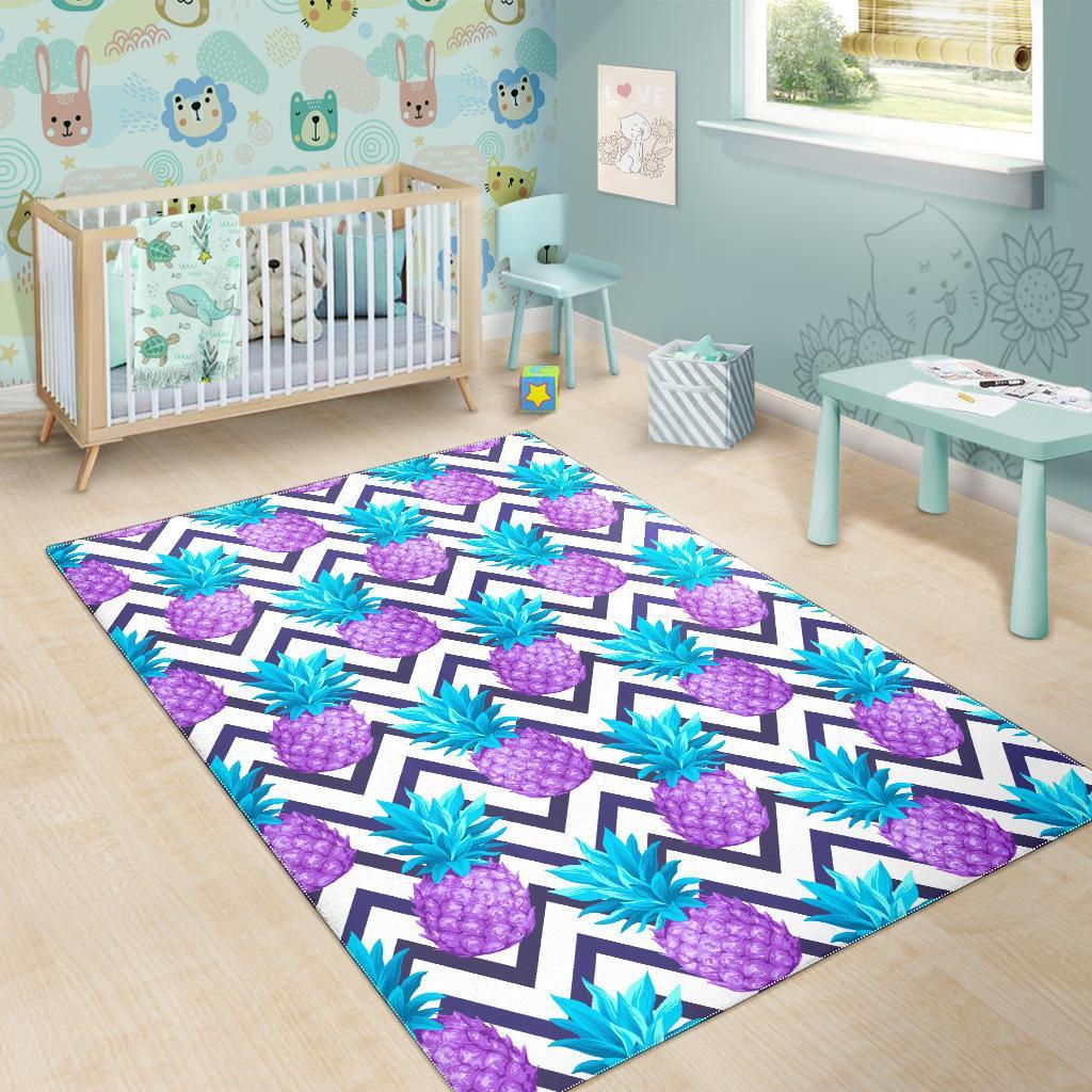 Purple Zig Zag Pineapple Pattern Print Area Rug