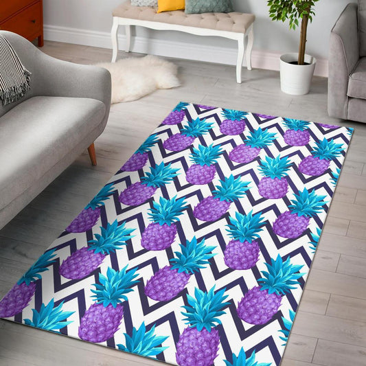 Purple Zig Zag Pineapple Pattern Print Area Rug