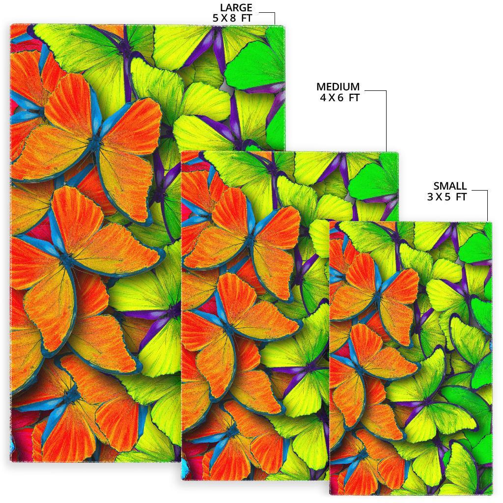 Rainbow Butterfly Pattern Print Area Rug