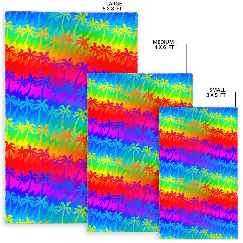 Rainbow Palm Tree Pattern Print Area Rug