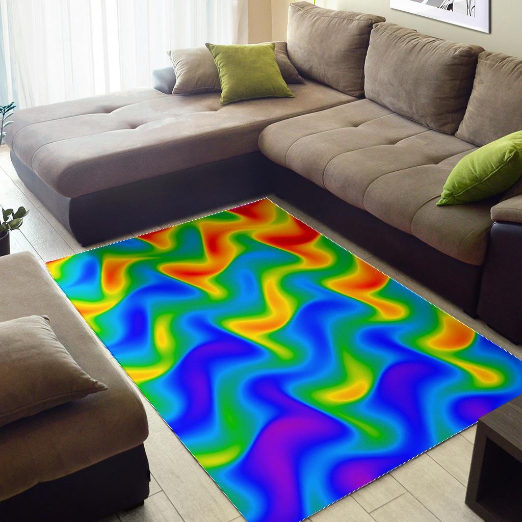 Rainbow Psychedelic Trippy Print Area Rug