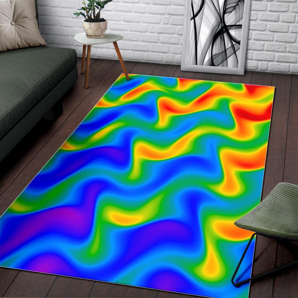 Rainbow Psychedelic Trippy Print Area Rug