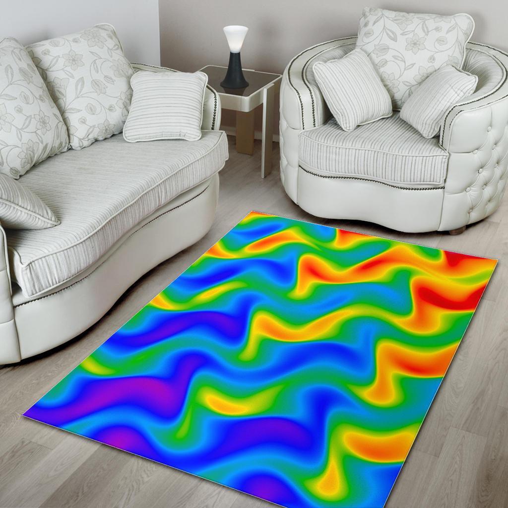 Rainbow Psychedelic Trippy Print Area Rug