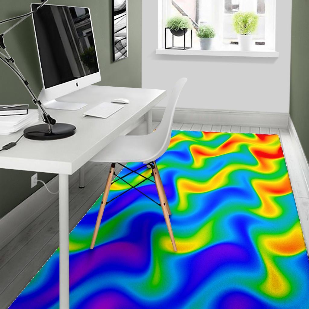Rainbow Psychedelic Trippy Print Area Rug