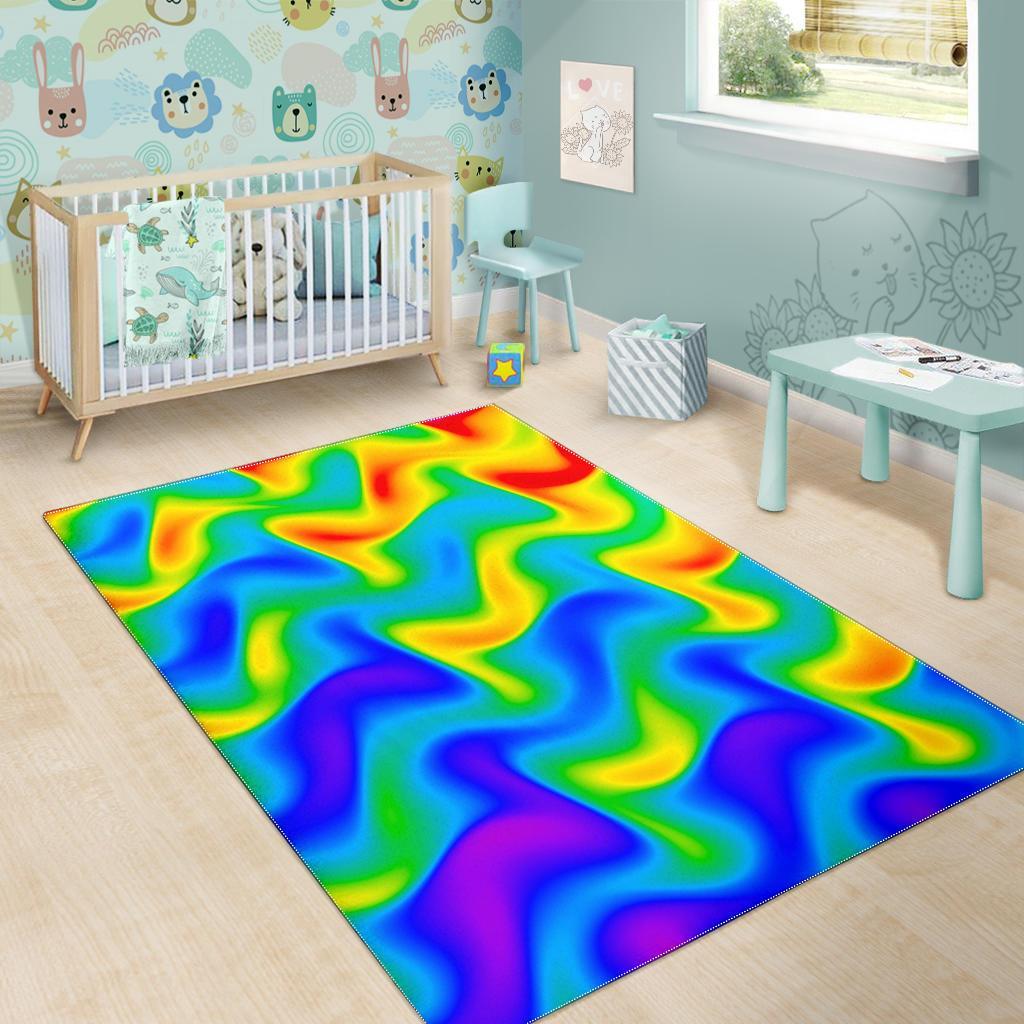 Rainbow Psychedelic Trippy Print Area Rug