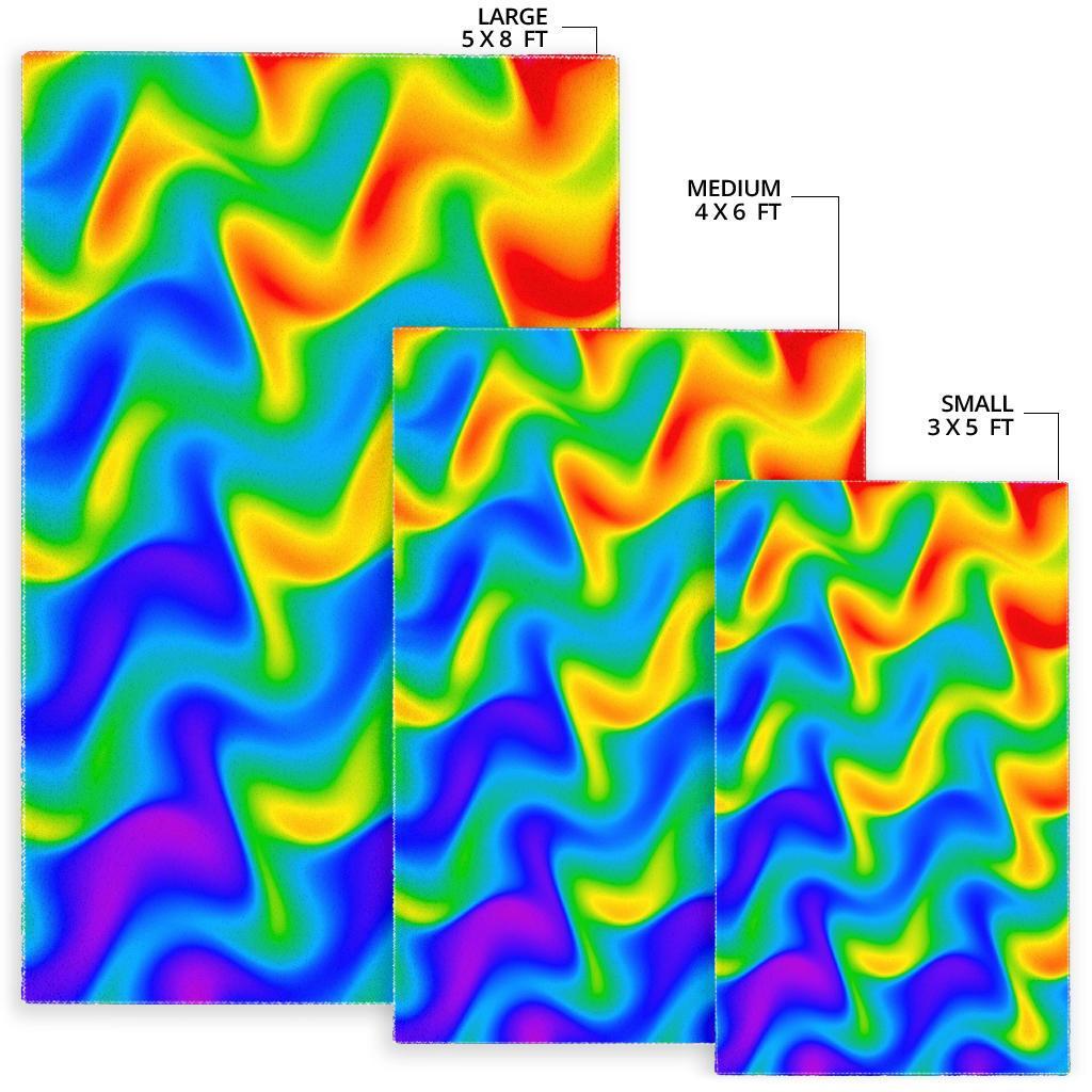 Rainbow Psychedelic Trippy Print Area Rug