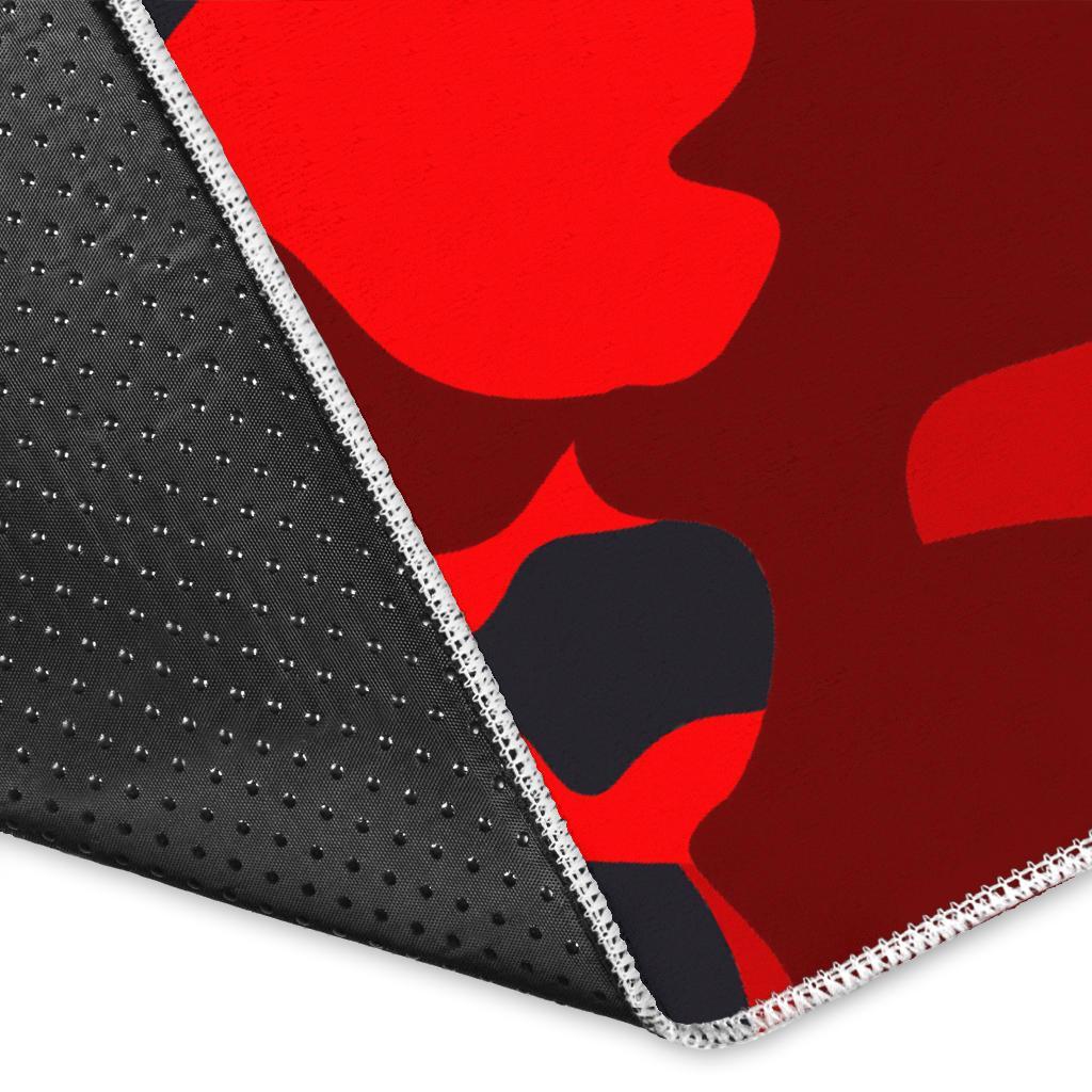 Red And Black Camouflage Print Area Rug