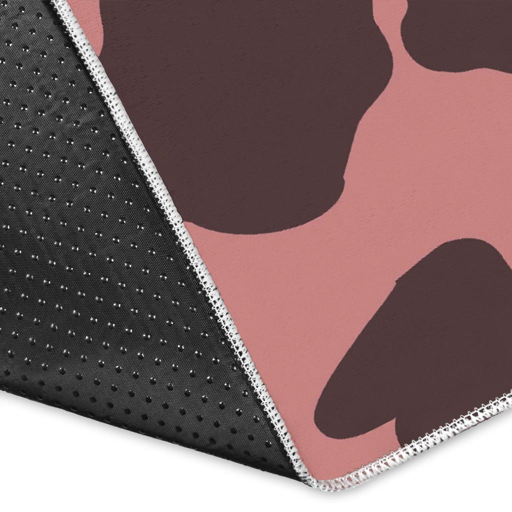 Red Brown Cow Print Area Rug