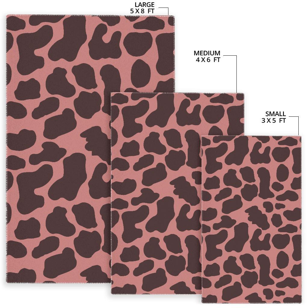 Red Brown Cow Print Area Rug
