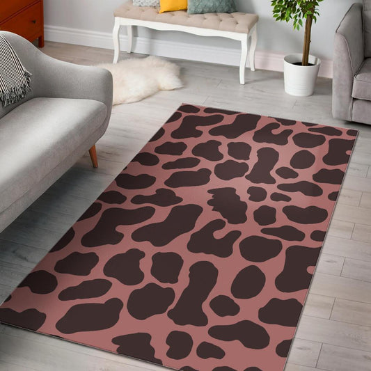 Red Brown Cow Print Area Rug