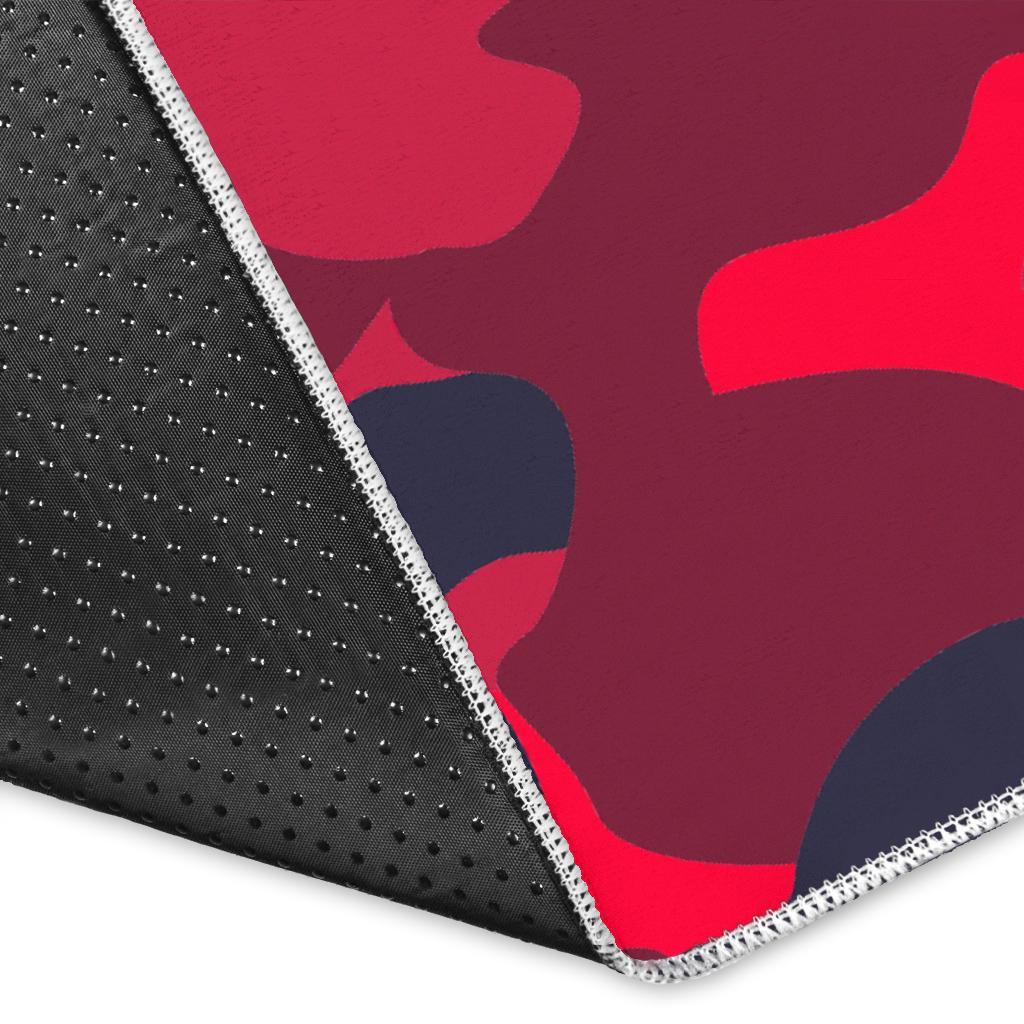 Red Pink And Black Camouflage Print Area Rug