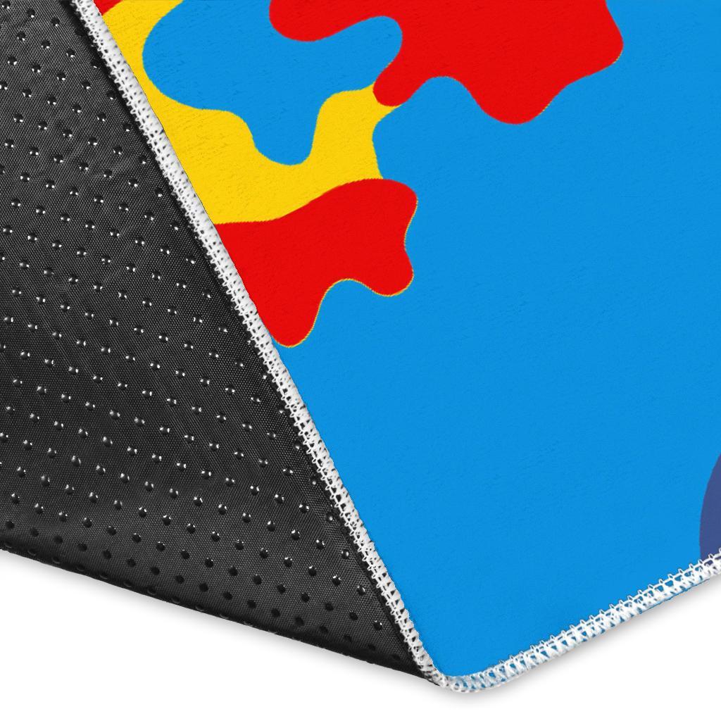 Red Yellow And Blue Camouflage Print Area Rug