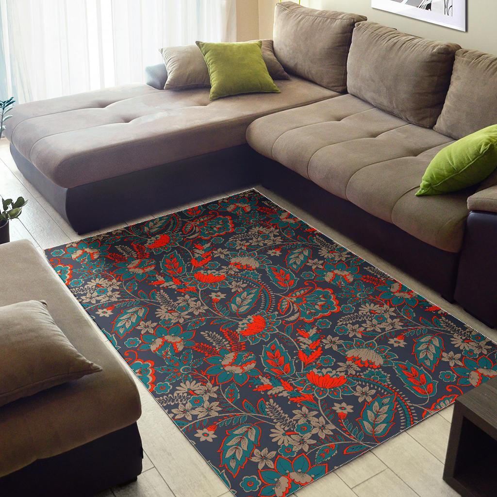 Retro Vintage Bohemian Floral Print Area Rug