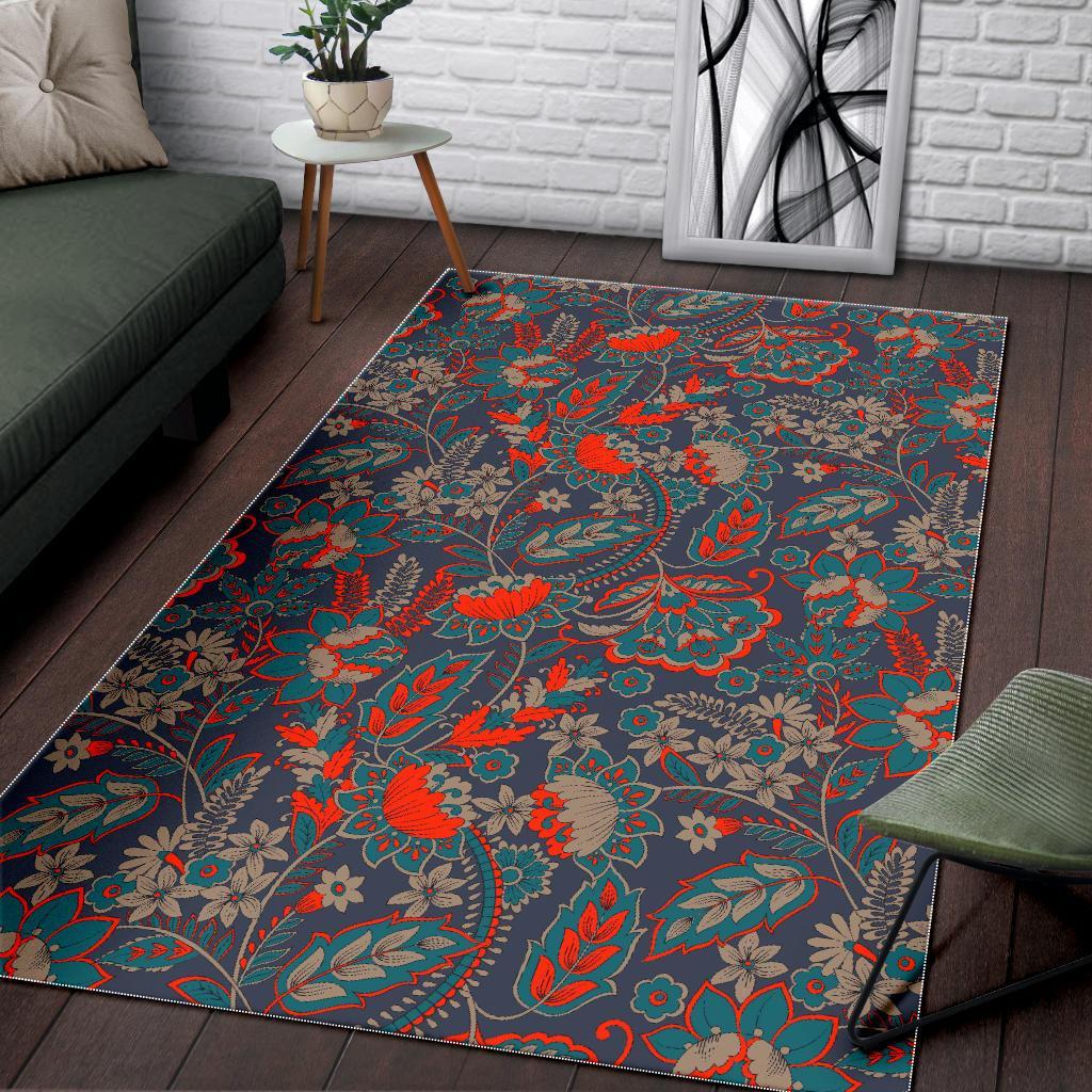 Retro Vintage Bohemian Floral Print Area Rug