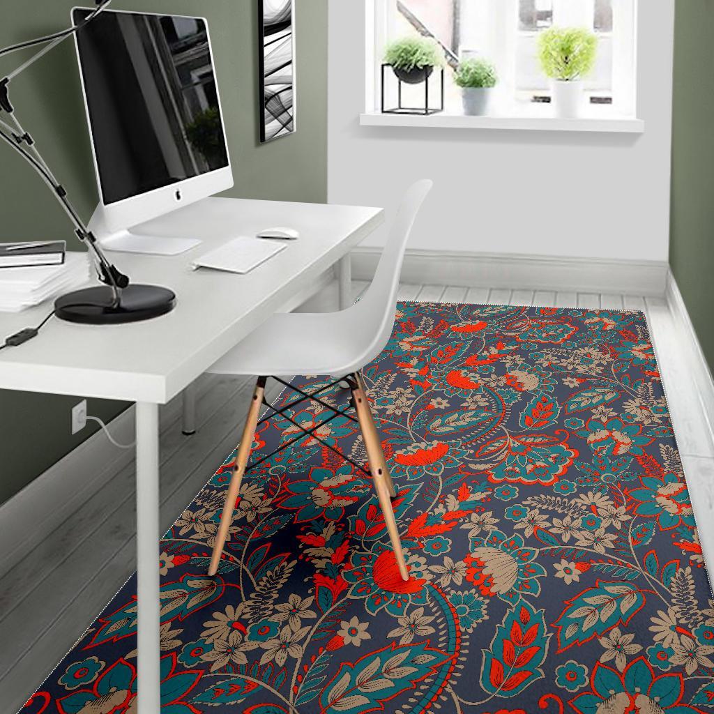 Retro Vintage Bohemian Floral Print Area Rug