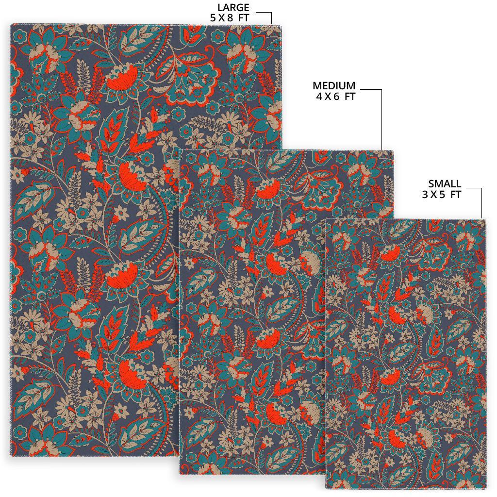 Retro Vintage Bohemian Floral Print Area Rug