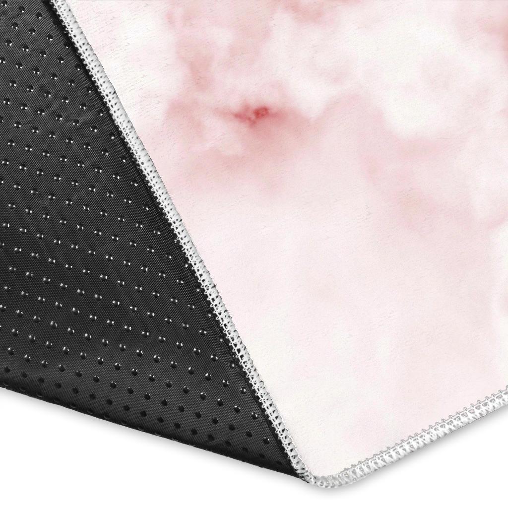 Rose Pink Marble Print Area Rug