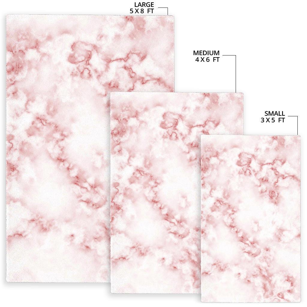 Rose Pink Marble Print Area Rug