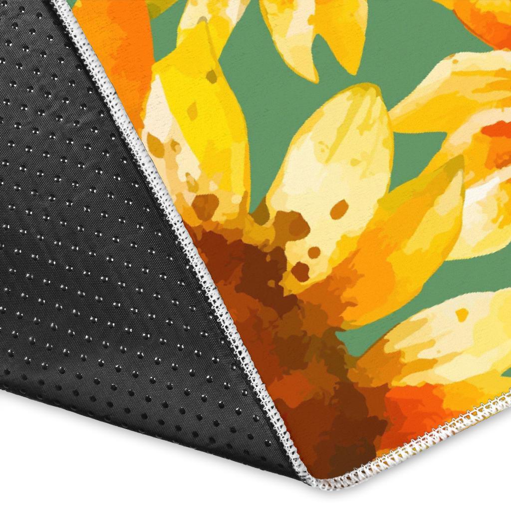 Sage Watercolor Sunflower Pattern Print Area Rug