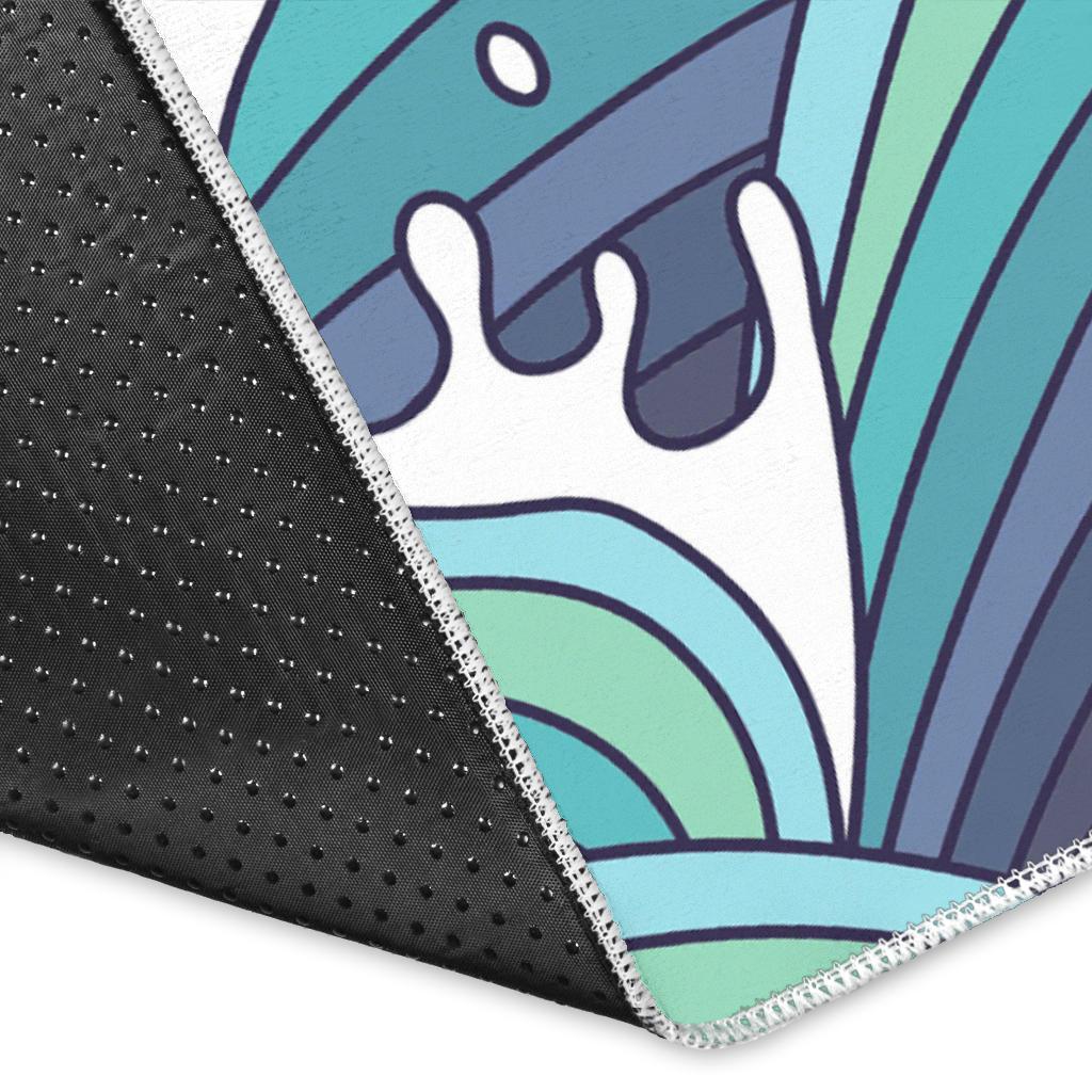 Sea Wave Surfing Pattern Print Area Rug