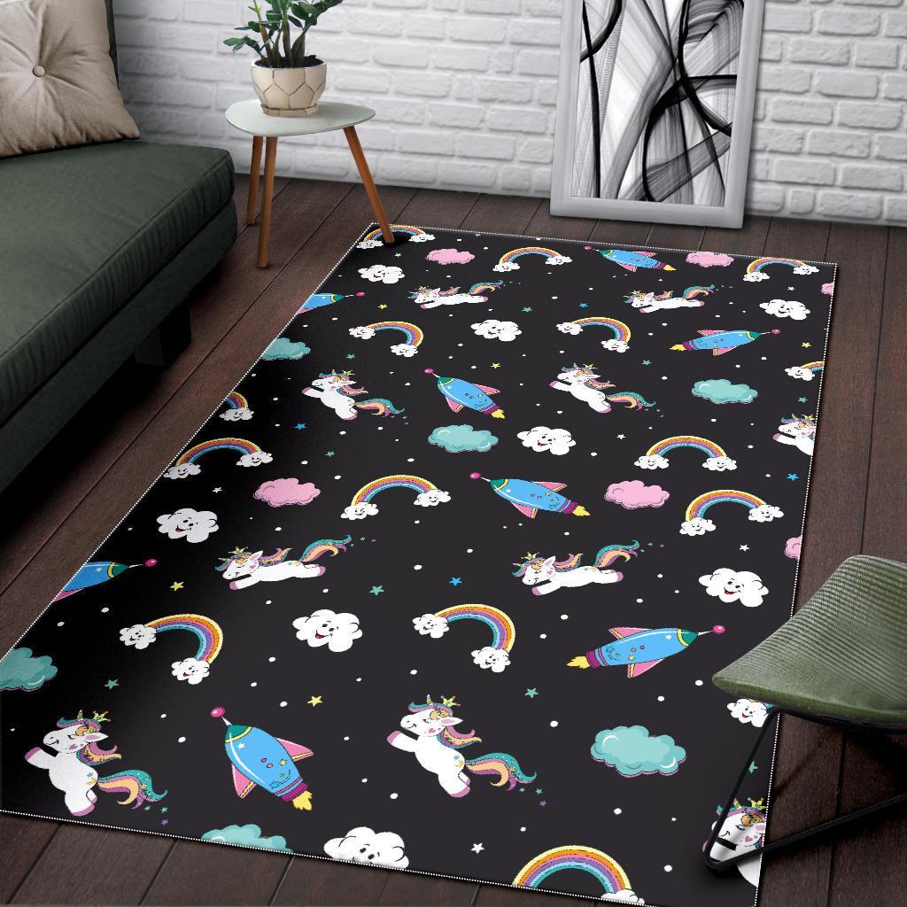 Star Space Unicorn Pattern Print Area Rug