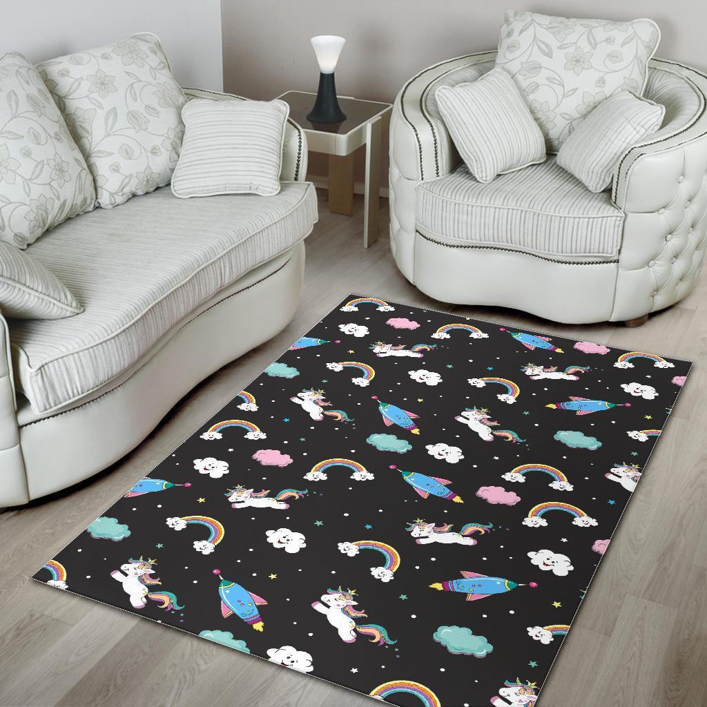 Star Space Unicorn Pattern Print Area Rug