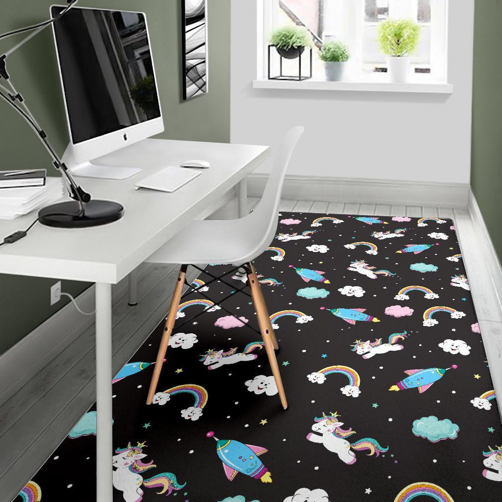 Star Space Unicorn Pattern Print Area Rug
