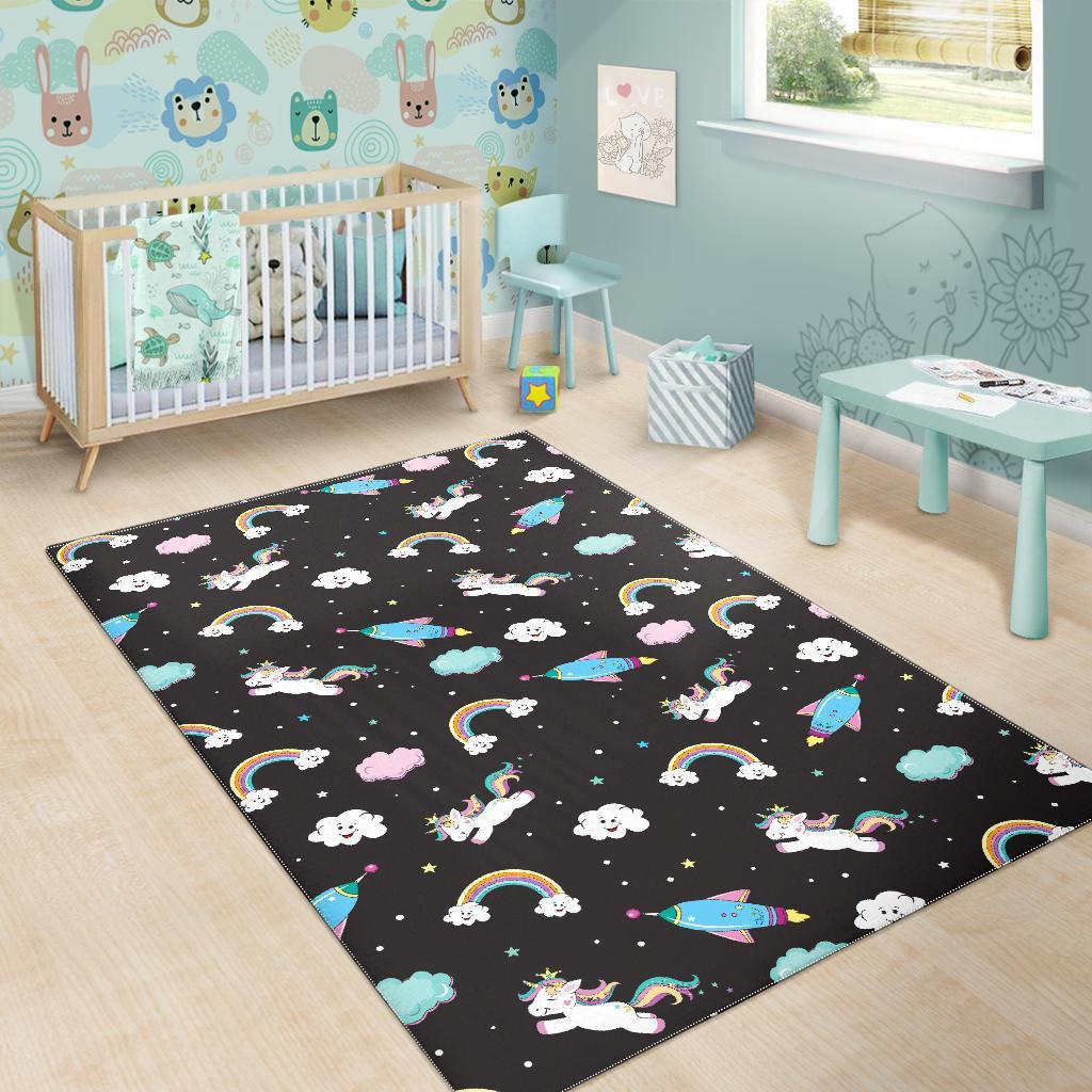 Star Space Unicorn Pattern Print Area Rug