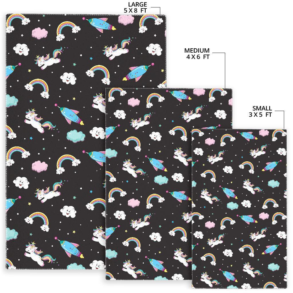 Star Space Unicorn Pattern Print Area Rug