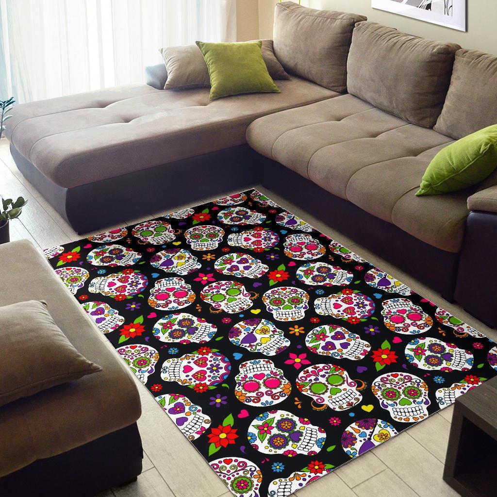 Sugar Skull Pattern Print Area Rug