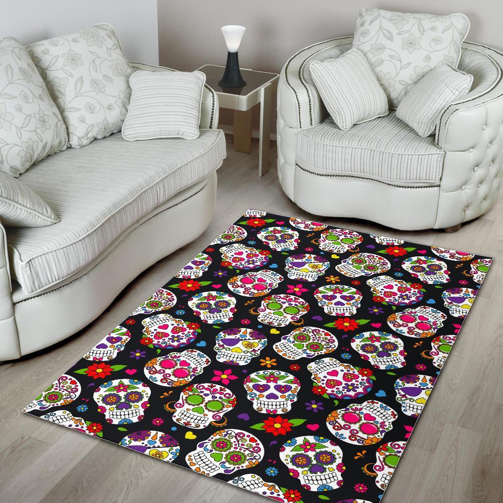 Sugar Skull Pattern Print Area Rug