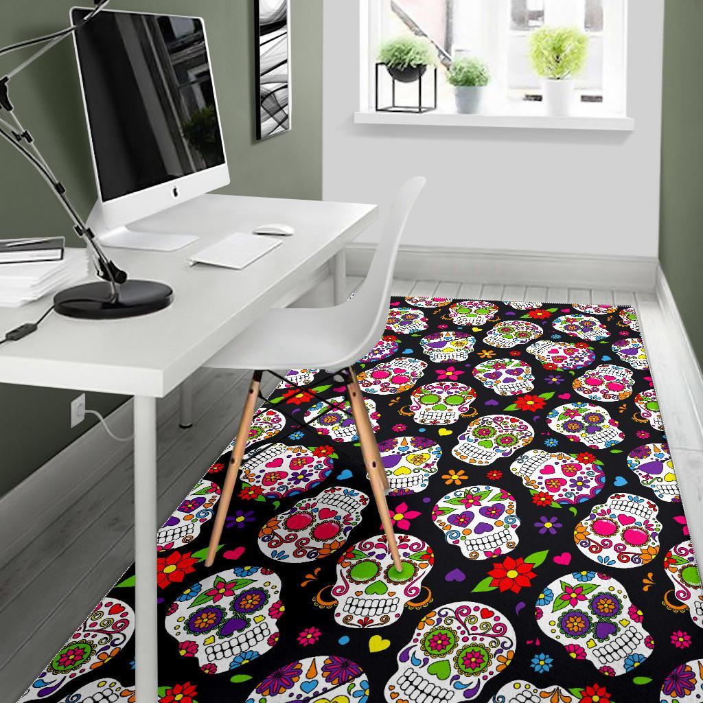 Sugar Skull Pattern Print Area Rug