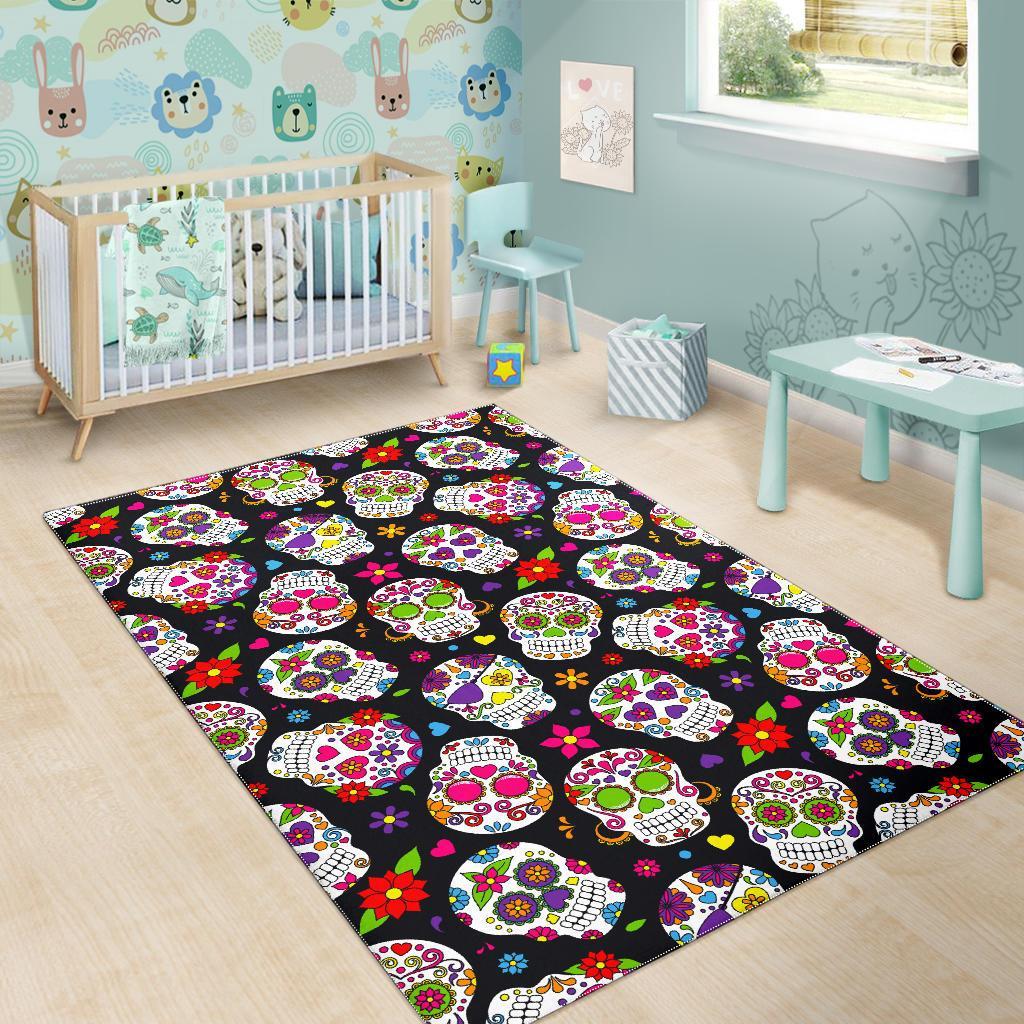 Sugar Skull Pattern Print Area Rug