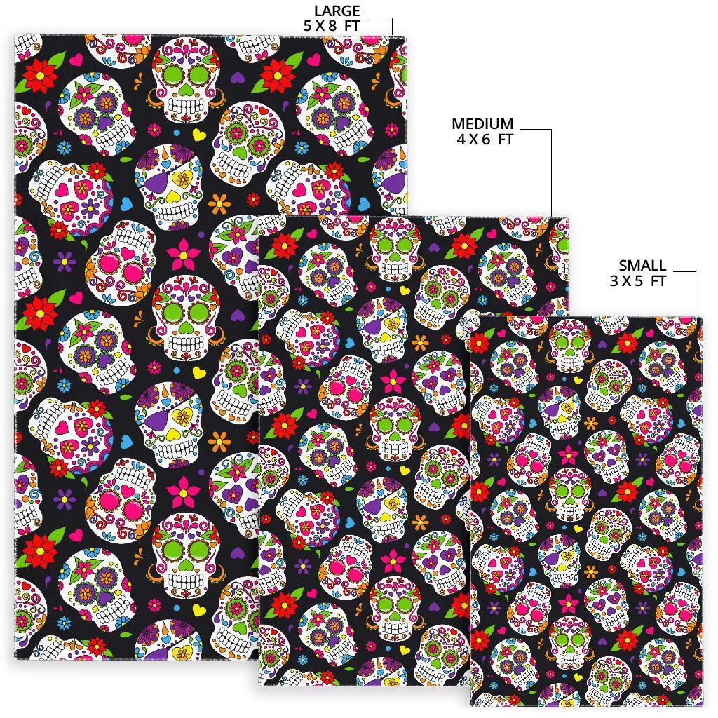 Sugar Skull Pattern Print Area Rug