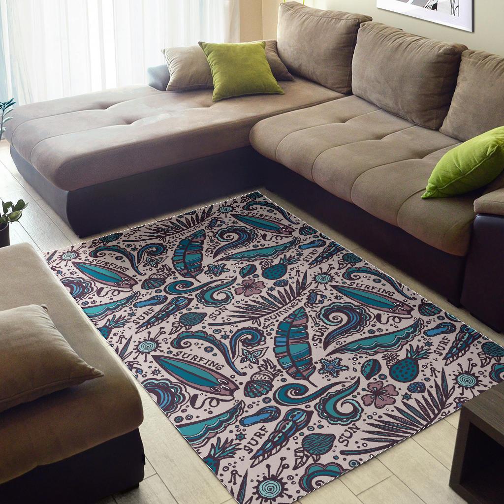 Summer Surfing Pattern Print Area Rug