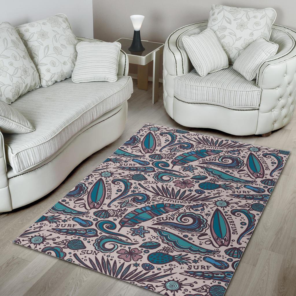 Summer Surfing Pattern Print Area Rug